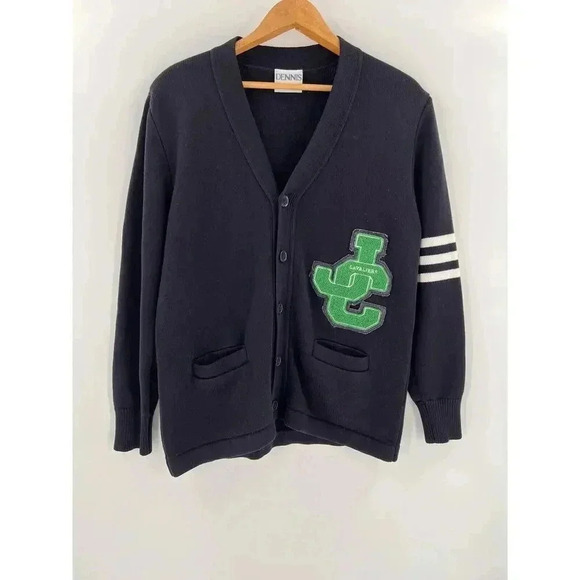Vintage Dennis 1960's Cavaliers "JC" High School Knit Cardigan Sweater Medium - Picture 3 of 9